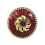 Load image into Gallery viewer, Beautiful Bohemian Black Golden Ring with Red Boho Work