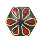 Load image into Gallery viewer, Latest Bohemian Black Golden Design Ring with Red Stone