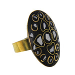 Load image into Gallery viewer, Abhinn Beautiful Bohemian Black Golden Heart Shaped Floral Design Ring