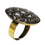Load image into Gallery viewer, Abhinn Beautiful Bohemian Black Golden Heart Shaped Floral Design Ring