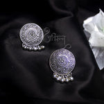 Load image into Gallery viewer, Abhinn Floral Design Silver Oxidised Stud Earring With Silver Beads For Women
