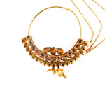 Load image into Gallery viewer, Abhinn Beautiful Rajasthani Gold Plated Large Hoop Nose ring with Brown CZ Crystal Stones for Women Online