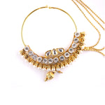 Load image into Gallery viewer, Abhinn Trendy Rajasthani Gold Plated Large Hoop Nose ring with White CZ Crystal Stones For Women