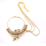 Load image into Gallery viewer, Abhinn Trendy Rajasthani Gold Plated Large Hoop Nose ring with White CZ Crystal Stones For Women