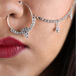 Load image into Gallery viewer, Trendy Designer Silver Plated Large Hoop Nose ring with CZ Crystal Stones