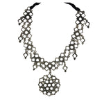 Load image into Gallery viewer, Abhinn Silver Oxidised Floral Design Mirror Pendant Set For Women