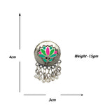 Load image into Gallery viewer, Abhinn Silver Oxidised Multi-Colour Lotus Design Necklace Set For Women