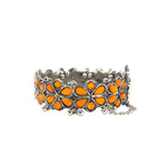 Load image into Gallery viewer, Abhinn Silver Oxidised Orange Floral Design Adjustable Bangle For Girls