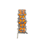Load image into Gallery viewer, Abhinn Silver Oxidised Orange Floral Design Adjustable Bangle For Girls