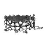 Load image into Gallery viewer, Abhinn Silver Oxidised White Floral Design Adjustable Bangle For Girls