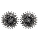 Load image into Gallery viewer, Abhinn Designer Silver Oxidised Sun Shape Black Big Studs For Women