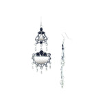 Load image into Gallery viewer, Abhinn Afghani Silver Oxidised Mirror With Black Stones Dangler Earrings for Women