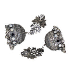 Load image into Gallery viewer, Abhinn Black Polished Grapes Design Stud With Mirror Floral Jhumka Earrings For Women