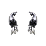 Load image into Gallery viewer, Abhinn Unique Silver Replica Peacock Design With Black CZ Stones Stud Earrings For Women