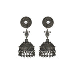Load image into Gallery viewer, Abhinn Silver Oxidised Temple Design Long Jhumka Earrings For Women