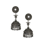 Load image into Gallery viewer, Abhinn Silver Oxidised Temple Design Long Jhumka Earrings For Women