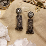 Load image into Gallery viewer, Abhinn Black Oxidised Cylindrical Shape Jhumka Earrings For Women