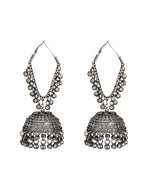 Load image into Gallery viewer, Abhinn Oxidised Silver Triangle Shape Bali With Big Jhumka Earrings for Women