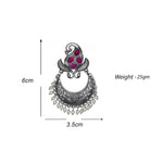Load image into Gallery viewer, Abhinn Silver Replica Peacock Design Studs With Pink CZ Stones Studded Earrings for Women