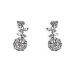 Load image into Gallery viewer, Abhinn Silver Replica Floral Design White CZ Stones Studded Studs Earrings for Women