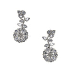 Load image into Gallery viewer, Abhinn Silver Replica Floral Design White CZ Stones Studded Studs Earrings for Women