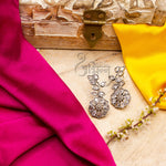 Load image into Gallery viewer, Abhinn Silver Replica Floral Design White CZ Stones Studded Studs Earrings for Women