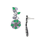 Load image into Gallery viewer, Abhinn Silver Replica Floral Design White & Green Stone Studded Studs Earrings for Women