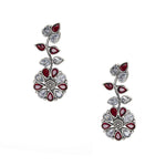 Load image into Gallery viewer, Abhinn Silver Replica Floral Design Stone Studded Studs Earrings for Women
