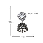 Load image into Gallery viewer, Abhinn Handmade Oxidised Silver Mirror Stud Kundan Stone Jhumka Earrings For Women