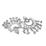 Load image into Gallery viewer, Abhinn Silver Oxidised Floral Design Mirror With Silver Beads Dangler Earrings For Women