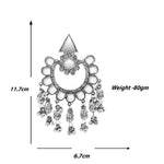Load image into Gallery viewer, Abhinn Silver Oxidised Floral Design Mirror With Silver Beads Dangler Earrings For Women