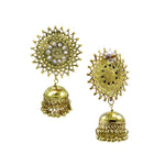 Load image into Gallery viewer, Stylish Golden Oxidised Sun Shaped Jhumka Earrings