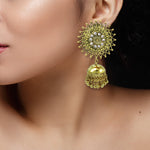 Load image into Gallery viewer, Abhinn Stylish Golden Oxidised Sun Shaped Jhumka Earrings For Women