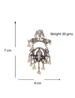 Load image into Gallery viewer, Abhinn Silver Oxidised Ganesha With White Kundan Stone Dangler Earring For Women