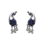 Load image into Gallery viewer, Abhinn Unique Silver Replica Peacock Design With Blue CZ Stones Stud Earrings For Women