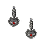 Load image into Gallery viewer, Abhinn Silver Replica Peacock Red Studs Dangler Earrings For Women