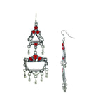 Load image into Gallery viewer, Abhinn Afghani Silver Oxidised Mirror With Red Stones Dangler Earrings for Women