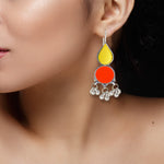 Load image into Gallery viewer, Abhinn Afghani Silver Plated Yellow-Red Glass Dangler Earrings For Women