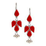 Load image into Gallery viewer, Abhinn Afghani Silver Plated Petal Shape Red Glass Dangler Earrings For Women