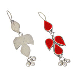 Load image into Gallery viewer, Abhinn Afghani Silver Plated Petal Shape Red Glass Dangler Earrings For Women