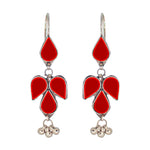 Load image into Gallery viewer, Abhinn Afghani Silver Plated Petal Shape Red Glass Dangler Earrings For Women