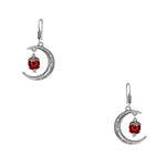 Load image into Gallery viewer, Abhinn Unique Silver Moon Shaped Mahroon Dangler Earrings For Women