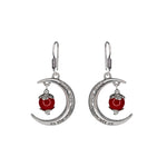 Load image into Gallery viewer, Abhinn Unique Silver Moon Shaped Mahroon Dangler Earrings For Women