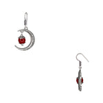 Load image into Gallery viewer, Abhinn Unique Silver Moon Shaped Mahroon Dangler Earrings For Women