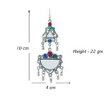 Load image into Gallery viewer, Abhinn Afghani Silver Oxidised Mirror With Stones Dangler Earrings for Women