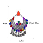 Load image into Gallery viewer, Abhinn Afghani Silver Oxidised Temple Design Multi Color Dangler Earrings For Women