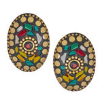 Load image into Gallery viewer, Abhinn Handmade Tibetan Gold Plated Multi-color Oval-shaped Studs Earrings For Women