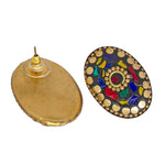 Load image into Gallery viewer, Abhinn Handmade Tibetan Gold Plated Multi-color Oval-shaped Studs Earrings For Women