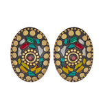 Load image into Gallery viewer, Abhinn Handmade Tibetan Gold Plated Multi-color Oval-shaped Studs Earrings For Women