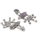 Load image into Gallery viewer, Abhinn Silver Oxidised Peacock and Floral Design Multi Color Dangler Earrings For Women